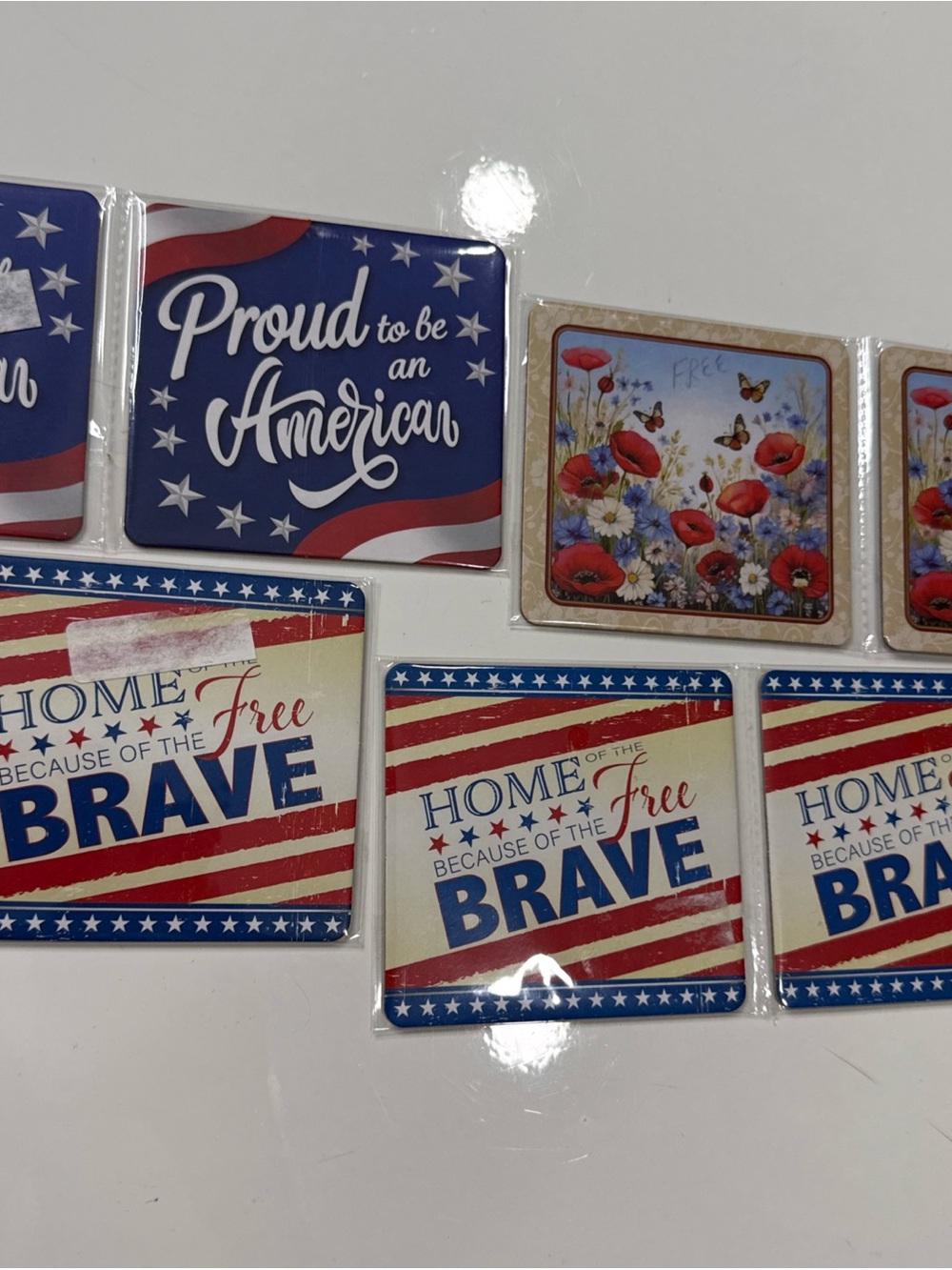 8 NEW VFW Veterans of Foreign Wars Decorative "PROUD AMERICAN" Coasters.